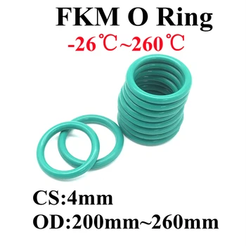 1шт Зеленый FKM Фторкаучуковое Уплотнительное Кольцо Толщиной 4 мм OD 200 мм ~ 260 мм Уплотнительные Прокладки Изоляционное Масло Высокая Термостойкость Зеленый