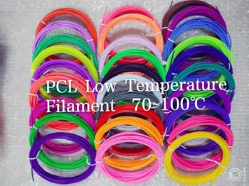 Низкотемпературная 3D-ручка PCL с нитью накала 1,75 мм, температура печати: 70 ~ 100 ℃, 10 цветов * 3 М Всего 30 м, подходит для низкотемпературной 3D-ручки