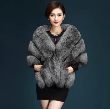 Осень и зима 2023, новая шаль из искусственного меха лисы, жилет, куртка, накидка, женский карман на поясе