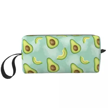 Дорожная сумка для туалетных принадлежностей с рисунком авокадо, Кавайный фруктовый веганский органайзер для косметики, женские сумки для хранения косметики, набор для макияжа, коробка