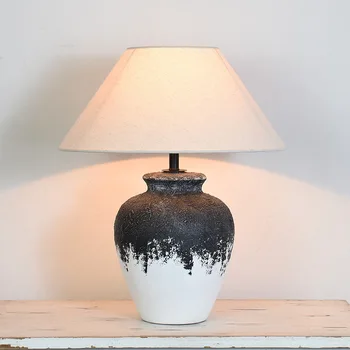 Японский стиль, тихий бриз, толстая керамическая настольная лампа, лампа для гостиной, украшение прикроватной тумбочки в спальне, отель для домашнего отдыха, вилла