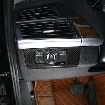 ABS в стиле углеродного волокна для BMW X5 E70 2008-2013, автомобильный переключатель фар, декоративная рамка, аксессуары для отделки, левый руль