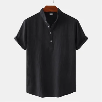 Мужские Рубашки с 3D печатью, рубашка со стоячим воротником, Футболка с короткими рукавами, Мужская одежда, топы, повседневная блузка оверсайз, уличная одежда