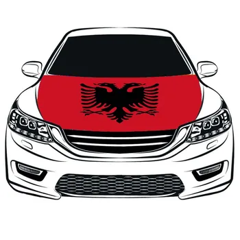 Крышка капота автомобиля с флагом Албании 3,3x5ft /5x7ft из 100% полиэстера, эластичные ткани двигателя можно стирать, флаги-баннеры на капоте автомобиля