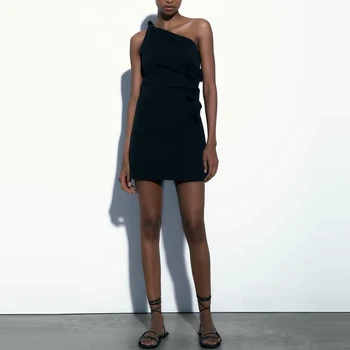 Короткое женское платье без рукавов, асимметричные короткие платья с открытыми плечами для женщин 2023, летнее платье с открытой спиной, элегантное платье